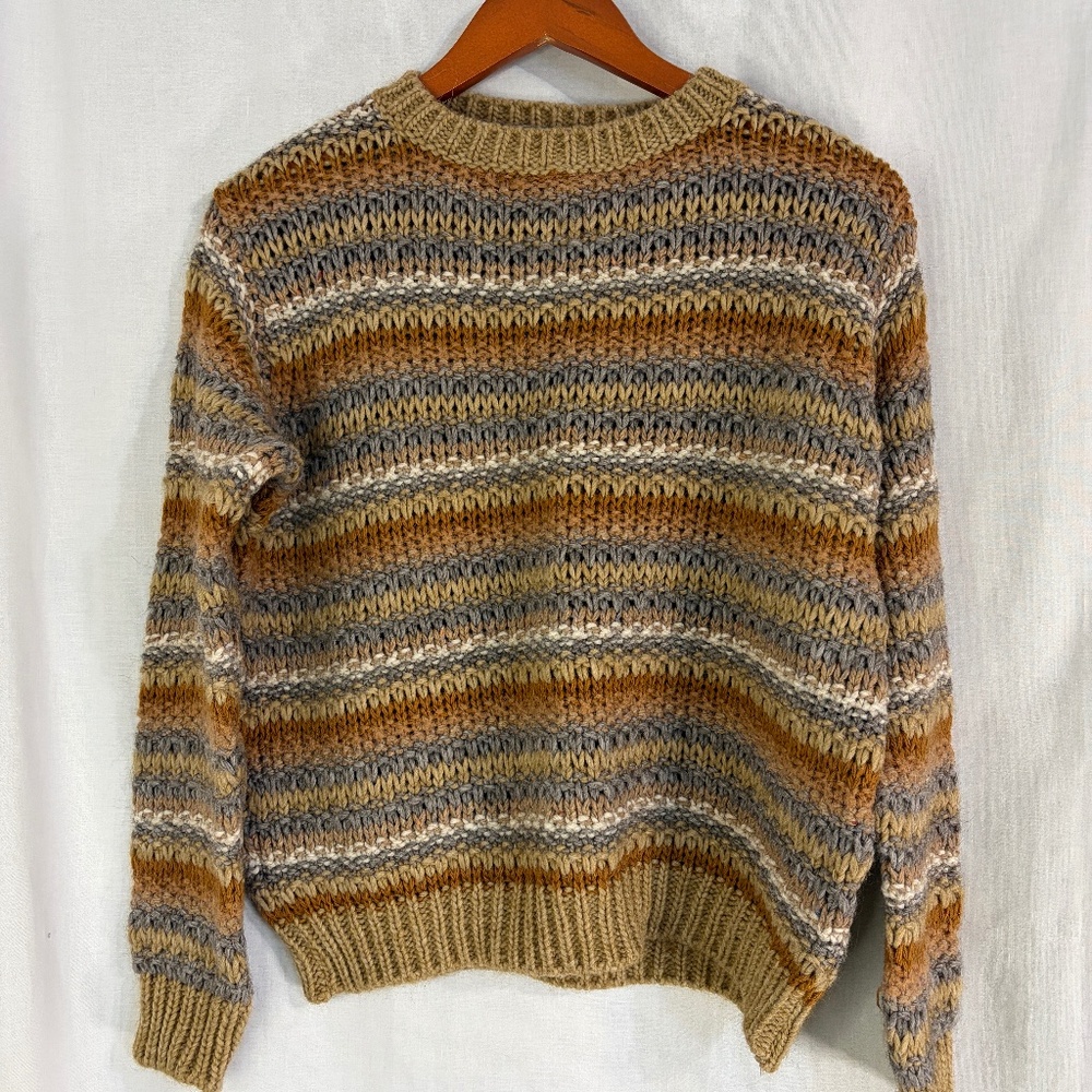 Elsamanda Chunky Knit Italian Sweater Wool Alpaca Boho Earthy Granola Womens SM